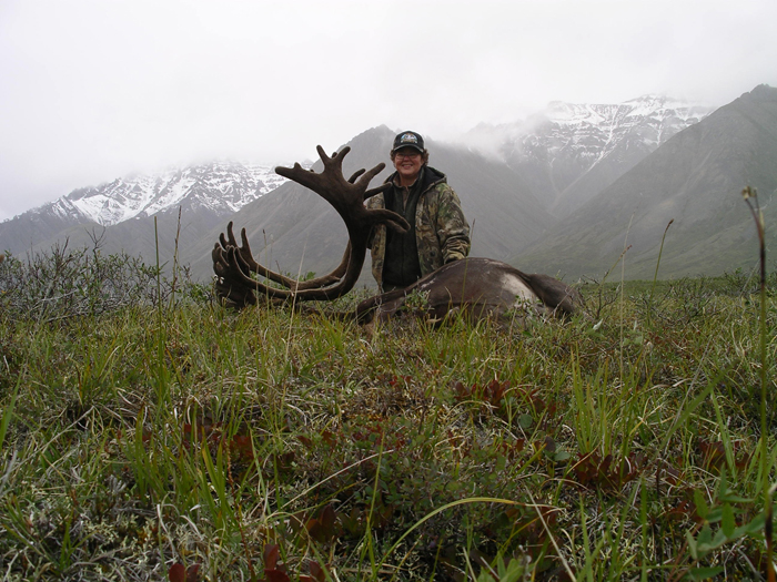 Patricia Treiber with her trophy caribou